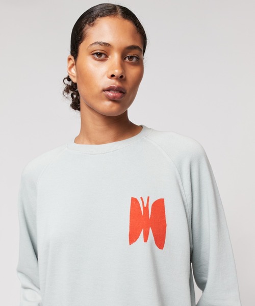 トレーナー スウェット Butterfly turquoise sweatshirt レディース