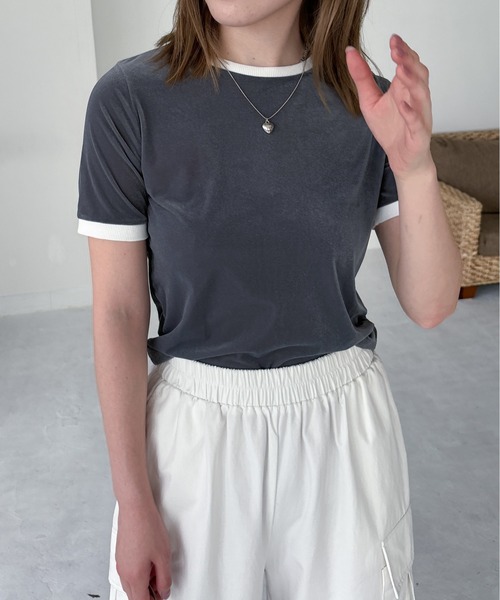 tシャツ シアーベロア リンガー Tシャツ レディース BEAUTY＆YOUTH UNITED ARROWS tシャツ シアーベロア リンガー T