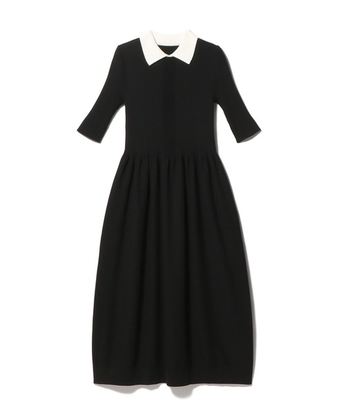 24SS 定価¥41,800✨ESTNATION 襟付きニットワンピース 黒 白