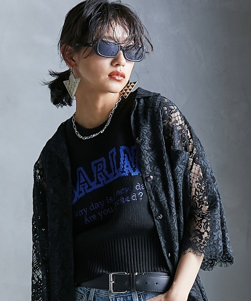 GEVS. ベスト ジレ 「大きいサイズ」 ロゴジャガードニット