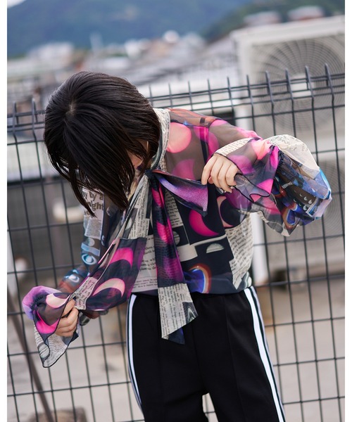 ブラウス シャツ over ribbon blouse (Planet) レディース MIDVEIN ブラウス シャツ over ribbon blouse (Planet