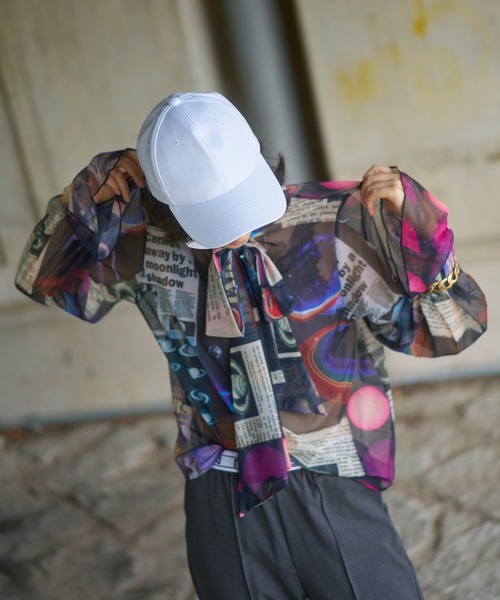 ブラウス シャツ over ribbon blouse (Planet) レディース MIDVEIN ブラウス シャツ over ribbon blouse (Planet