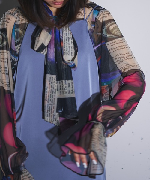 ブラウス シャツ over ribbon blouse (Planet) レディース MIDVEIN ブラウス シャツ over ribbon blouse (Planet