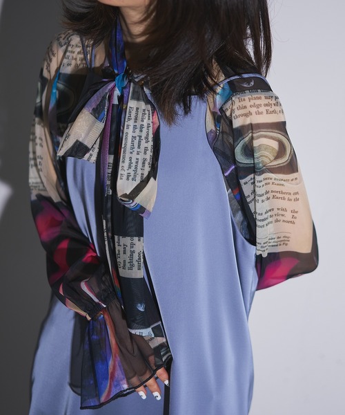 MIDVEIN ブラウス シャツ over ribbon blouse (Planet
