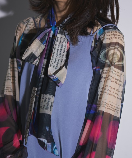 ブラウス シャツ over ribbon blouse (Planet) レディース MIDVEIN ブラウス シャツ over ribbon blouse (Planet
