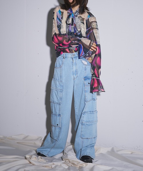 ブラウス シャツ over ribbon blouse (Planet) レディース MIDVEIN ブラウス シャツ over ribbon blouse (Planet
