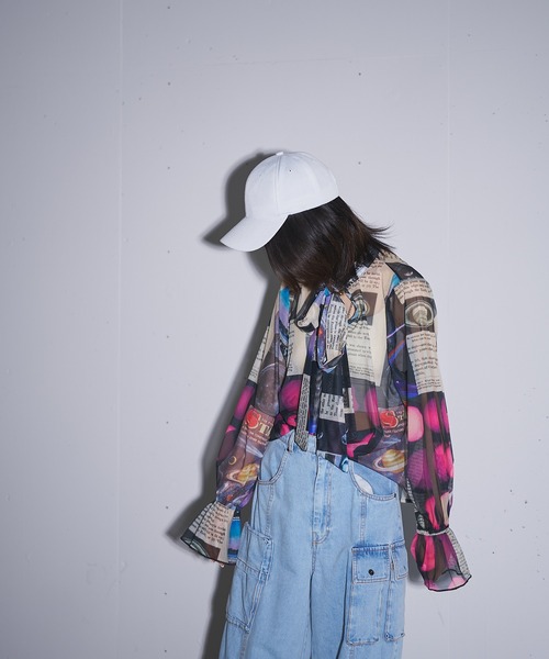 ブラウス シャツ over ribbon blouse (Planet) レディース MIDVEIN ブラウス シャツ over ribbon blouse (Planet