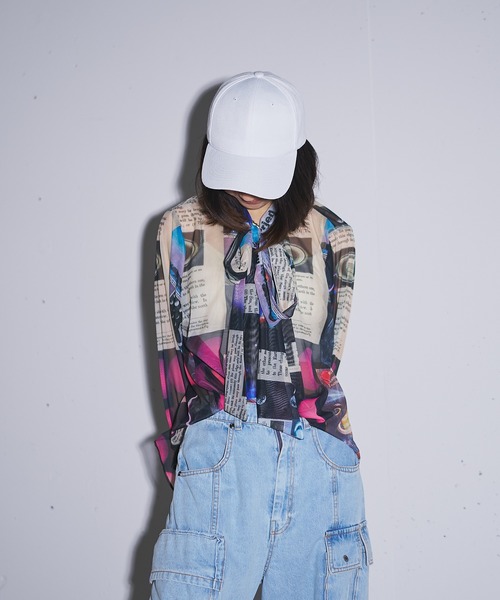 ブラウス シャツ over ribbon blouse (Planet) レディース MIDVEIN ブラウス シャツ over ribbon blouse (Planet