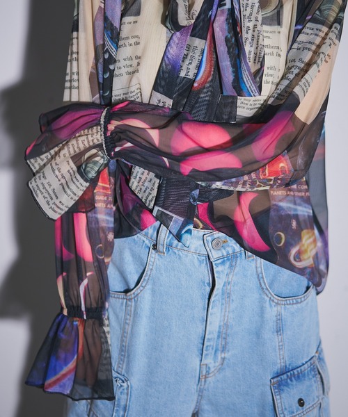 MIDVEIN ブラウス シャツ over ribbon blouse (Planet