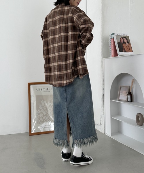 ludicrum バックフリンジ　デニムスカート デニムスカート フリンジデニムロングスカート : ZOZOTOWN Yahoo