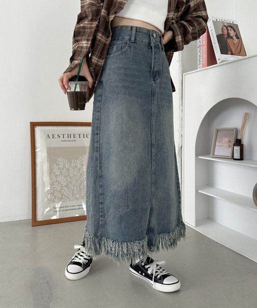 ludicrum バックフリンジ　デニムスカート LD Back fringe denim skirt LD025 – LUDICRUM