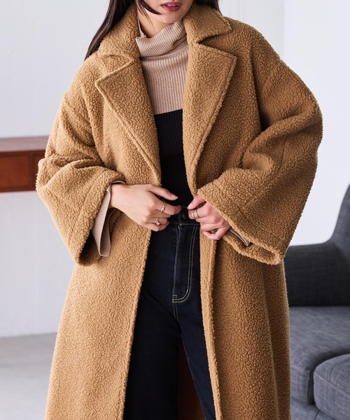 ★全2色★ ボア ムートン ロング コート カジュアル RANAN コート アウター ムートンライクボアロングコート