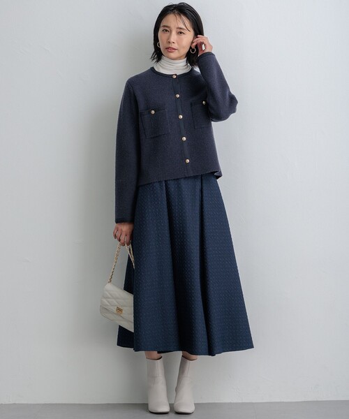 カーディガン 「杏さん着用/洗える」ミニブークレニット カーディガン レディース 23区 カーディガン 「杏さん着用/洗える」ミニブークレニット
