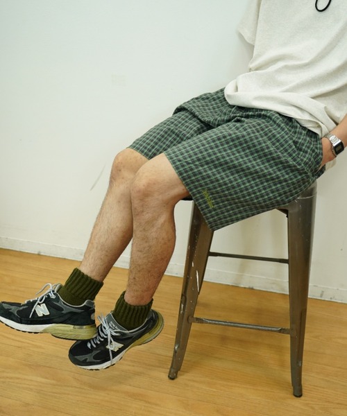BROKEN BASE パンツ seersucker check shorts メンズ レディース