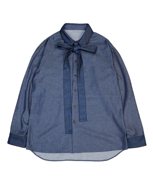 ブラウス シャツ DENIM BOW シャツ レディース メンズ