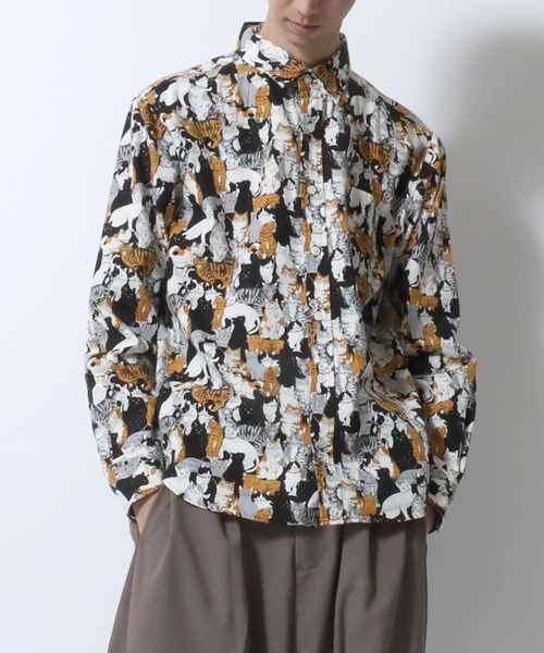 SITRY シャツ MADE IN JAPAN Cat Total Pattern Shirt/日本製 猫 SITRY シャツ MADE IN JAPAN Cat Total Pattern Shirt/日本製 猫