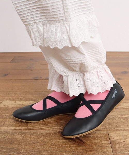 バレエシューズ ANNIEL SPORT Leather ballerina and elastic band Anniel Leather Ballerina With Animal Pattern And Elastic