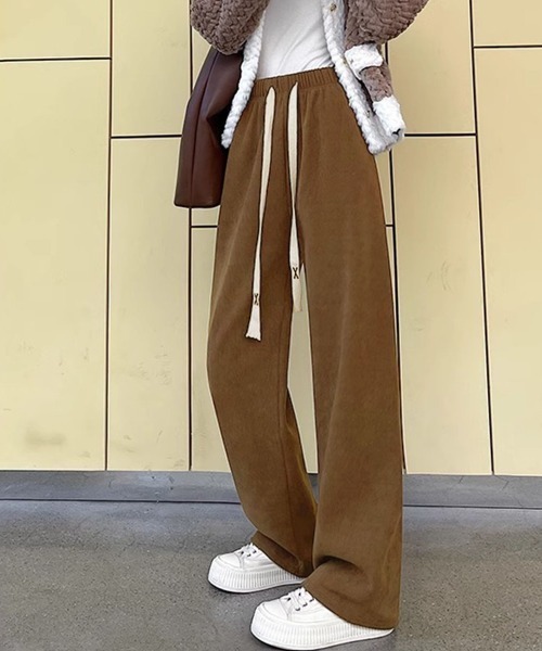 【再入荷】 パンツ 裏起毛コーデュロイストレートパンツ レディース パンツ