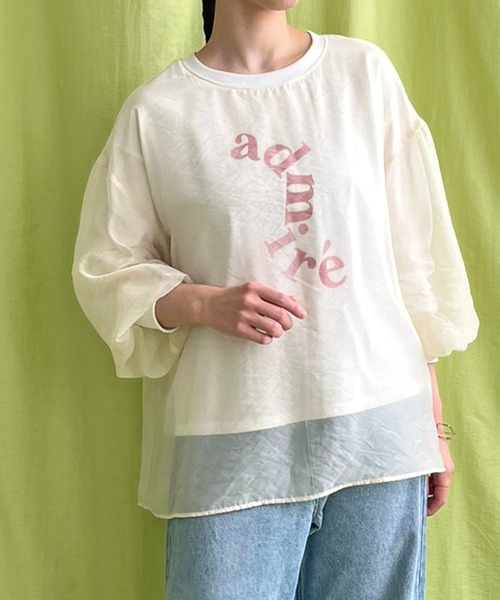 tシャツ シアーレイヤードロゴロンT レディース