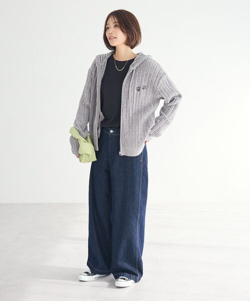ハンドメイド　ニットパーカー PUBLIC TOKYO パーカー クラフトメッシュニットパーカー