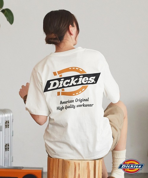 【Dickies】バックロゴ 半袖 Tシャツ ホワイト / 送料無料 Dickies/ディッキーズ バックロゴプリント オーバーサイズ半袖T