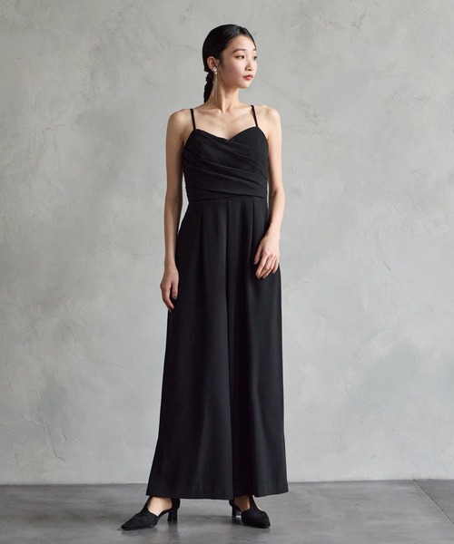 aimer オールインワン ワイドパンツドレス AIMER パンツドレス ストレートパンツオールインワンパーティー