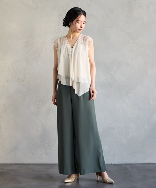 aimer オールインワン ワイドパンツドレス AIMER パンツドレス クロスデザインキャミソールオールインワン