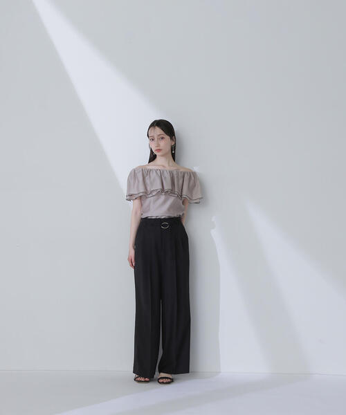 コットンラッフルブラウス コットンボイルラッフルブラウス レディース 春 夏 半袖 M L