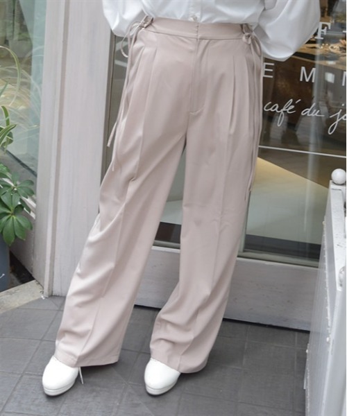 axes femme（アクシーズ ファム） パンツ 調節ボタンストレートパンツ