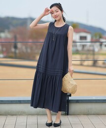 Tiaclasse ワンピース 麻調ピンタックロングワンピース : ZOZOTOWN