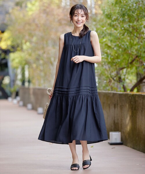 Tiaclasse ワンピース 「小倉優子さん着用」麻調ピンタック