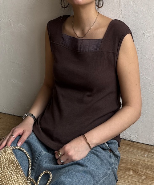 新品タグ付き　エリコカトリシアーガータータンクトップ sheer gater tank top | ERiKOKATORi