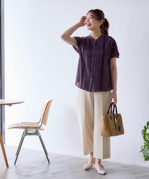 ブラウス シャツ 「夏SALE／選べる7色／手洗い可」フロントピンタックデザインブラウス レディース 夏SALE／選べる7色◎／手洗い可】フロントピンタックデザイン