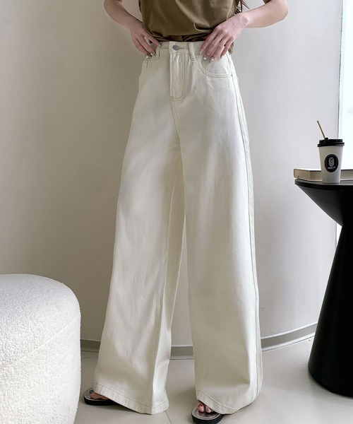 OURHOME こだわりシルエットのデニムパンツ（オフホワイト） ourhomeこだわりシルエットのデニムパンツ オフホワイト