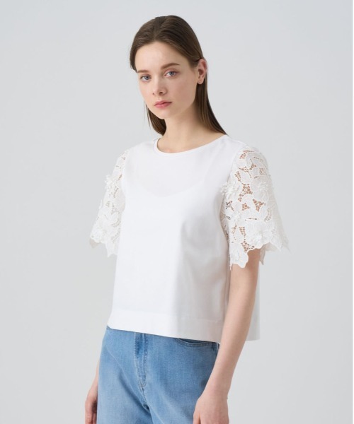 ANAYI（アナイ） tシャツ 半袖 コンパクトポンチスカラップ袖 プル
