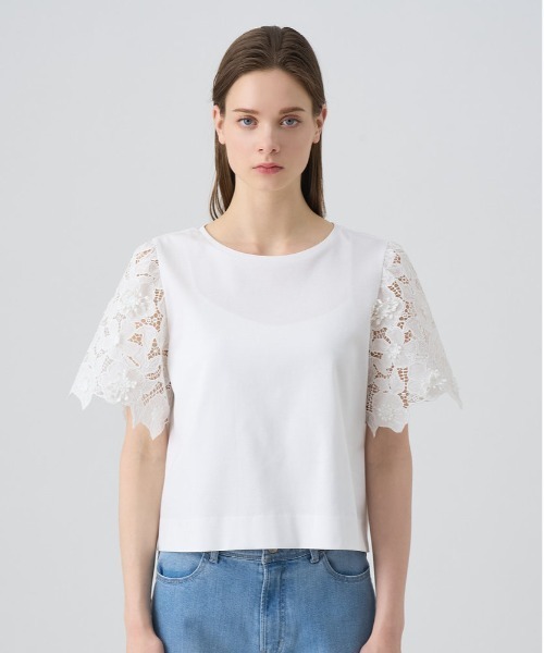 ANAYI（アナイ） tシャツ 半袖 コンパクトポンチスカラップ袖 プル