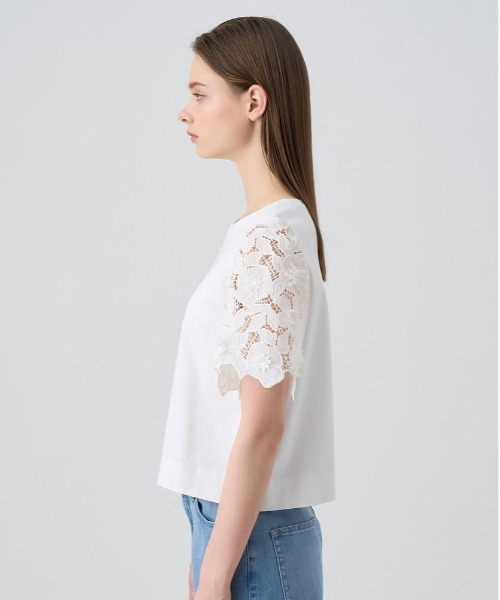 ANAYI（アナイ） tシャツ 半袖 コンパクトポンチスカラップ袖 プル