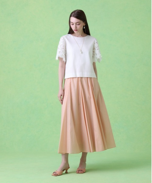 ANAYI tシャツ コンパクトポンチスカラップ袖 プルオーバー レディース