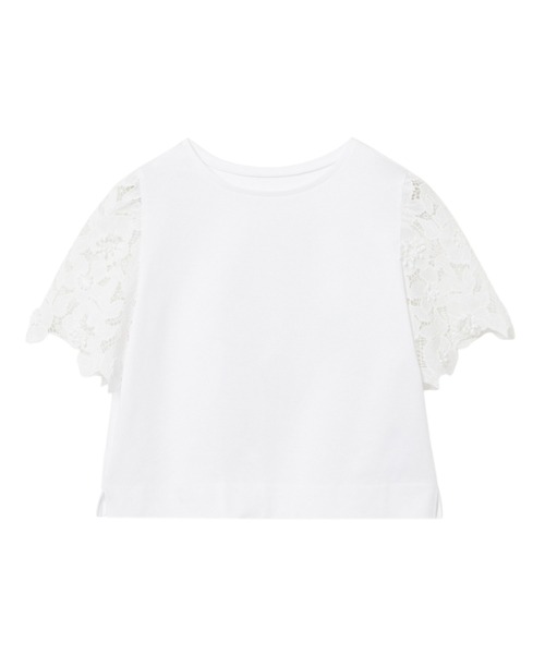 アナイ　tシャツ コンパクトポンチスカラップ袖 プルオーバー　ANAYI 白　M ANAYI（アナイ） tシャツ コンパクトポンチスカラップ袖 プルオーバー