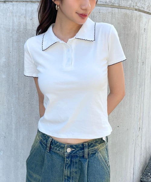 3.3 FIELD TRIP tシャツ 3.3 Field Trip／襟フリルポロT レディース