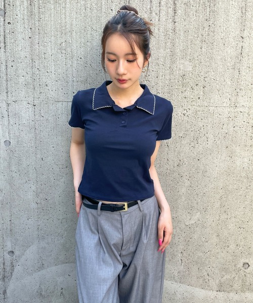 3.3 FIELD TRIP tシャツ 3.3 Field Trip／襟フリルポロT レディース