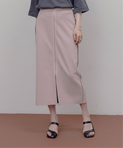 【新品】 Eimee Law ロゴテープ ジップボンディングスカート アイボリー 7号～13号対応】【シルエットアレンジ可能】ZIP開閉で表情が