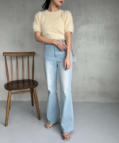 [one after another NICE CLAUP] обработка ботинки cut Denim брюки MEDIUM голубой женский 
