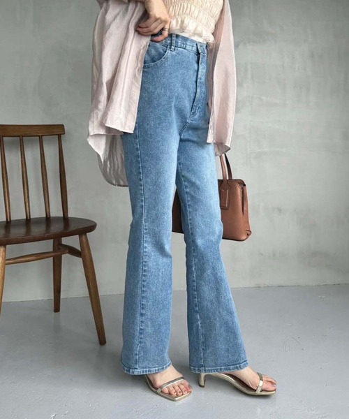 [one after another NICE CLAUP] обработка ботинки cut Denim брюки MEDIUM голубой женский 