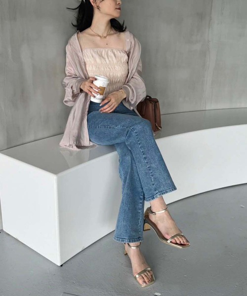 [one after another NICE CLAUP] обработка ботинки cut Denim брюки MEDIUM голубой женский 