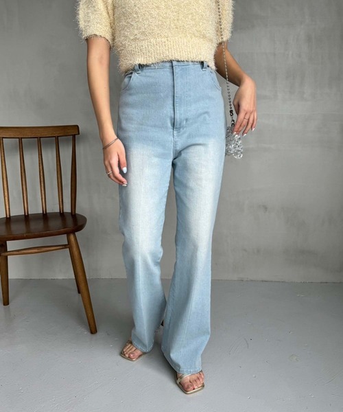 [one after another NICE CLAUP] обработка ботинки cut Denim брюки MEDIUM голубой женский 