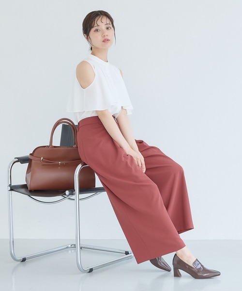 ブラウス シャツ 2WAYスリットブラウス577729 レディース SUIT SELECT ブラウス シャツ 「7分丈」配色切り替えバンド