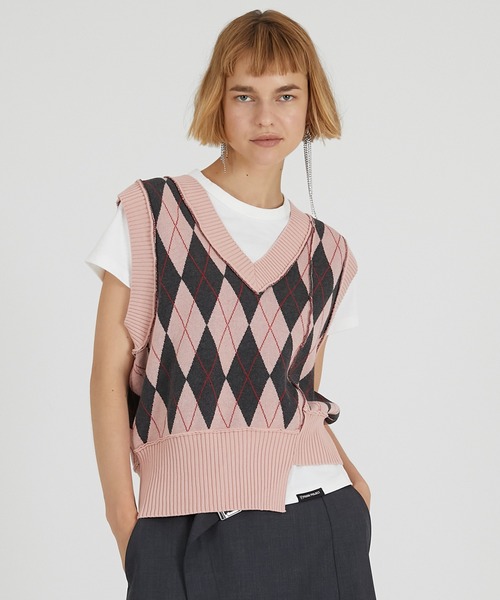 ベスト ジレ 「2025Autumn Pre-Order」アーガイルニットベスト / Argyle Knit Vest レディース