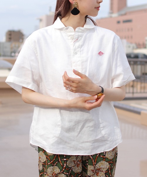 DANTON ダントン 半袖シャツ コットン ホワイト 38 Danton 「DANTON」 半袖シャツ 38 ホワイト レディース