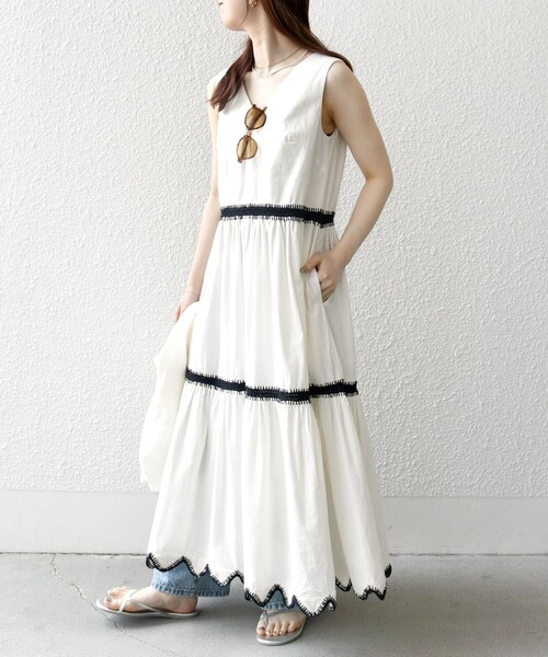 bon_meur ノースリーブワンピース ONE SIZE オフホワイト レディース